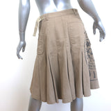 Christian Dior L'Union Fait la Force Pleated Canvas Skirt Beige Cotton Size US 6
