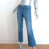 Gucci Cropped Skinny Flare Cuffed Jeans Light Blue Denim Size 40