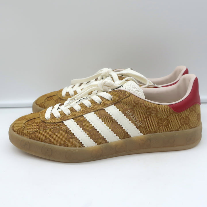 Adidas x Gucci Gazelle GG Monogram Low Top Sneakers Brown Size 7 HQ8850 NEW