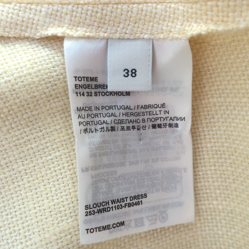 TOTEME Slouch Waist Maxi Dress Straw Linen-Blend Size 38 / US Medium NEW