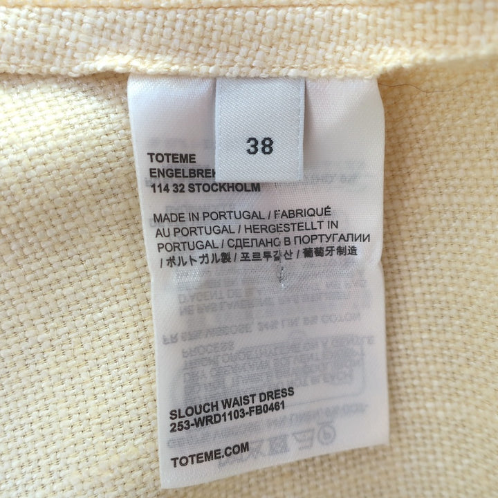 TOTEME Slouch Waist Maxi Dress Straw Linen-Blend Size 38 / US Medium NEW