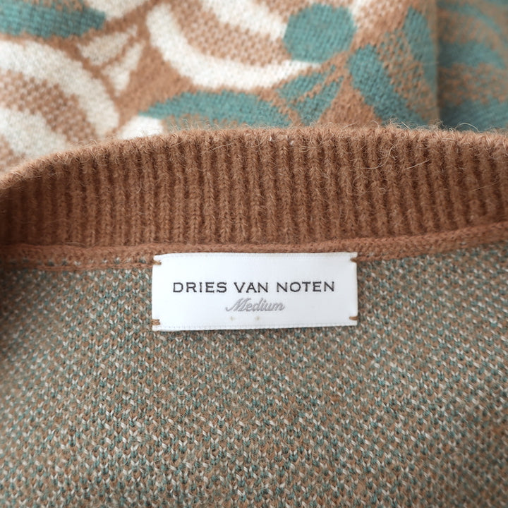 Dries Van Noten Intarsia Short Sleeve Sweater Brown Wool-Alpaca Size Medium