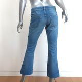 Gucci Cropped Skinny Flare Cuffed Jeans Light Blue Denim Size 40