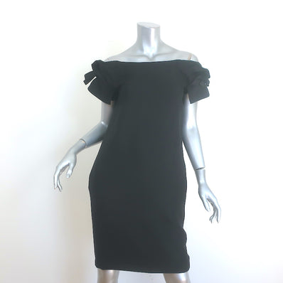 Gucci 2007 Off the Shoulder Bow-Sleeve Shift Dress Black Silk-Blend SIze 40