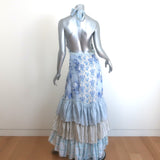 LoveShackFancy Sicilia Ruffled Maxi Dress Blue/White Floral Print Size 4 NEW