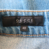 Gucci Cropped Skinny Flare Cuffed Jeans Light Blue Denim Size 40