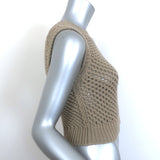Christian Dior Cashmere Open Knit Top Brown Size US 4 Sleeveless Sweater