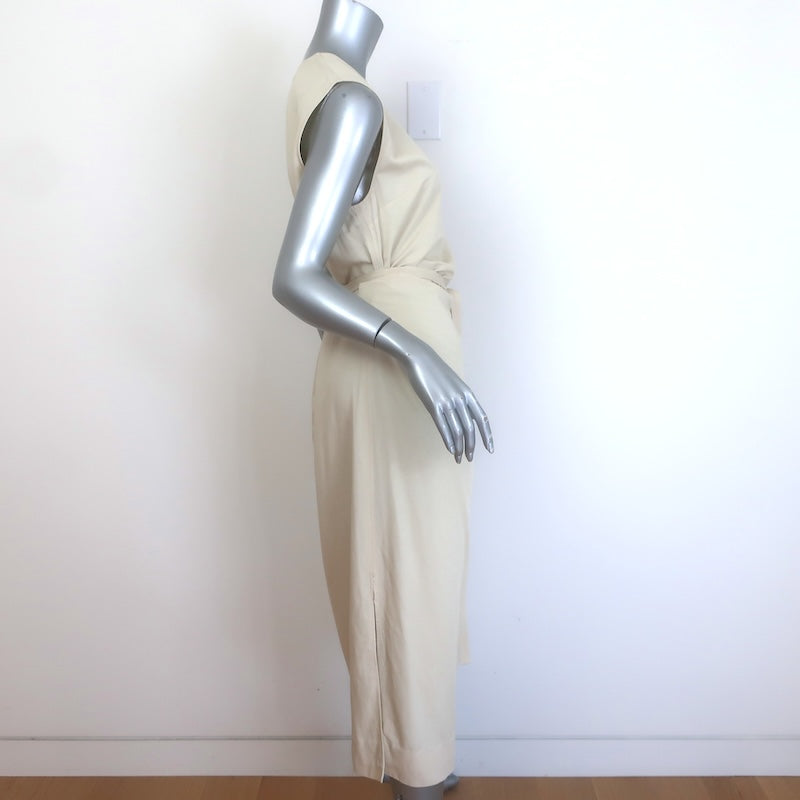 TOTEME Fluid Tie-Waist Maxi Dress Ecru Linen-Blend Size 38