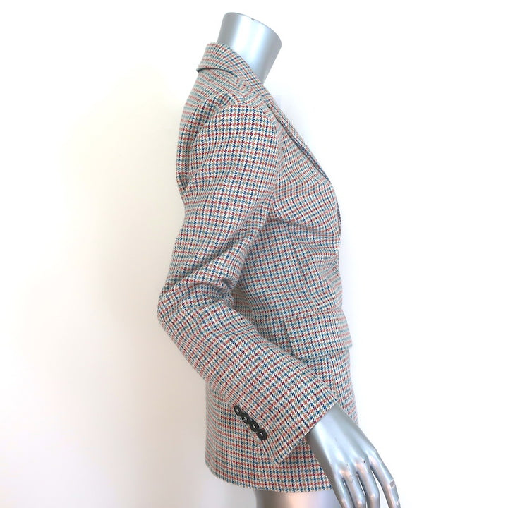 Maje Houndstooth Blazer Cream/Multicolor Cotton-Blend Size 36 Two-Button Jacket