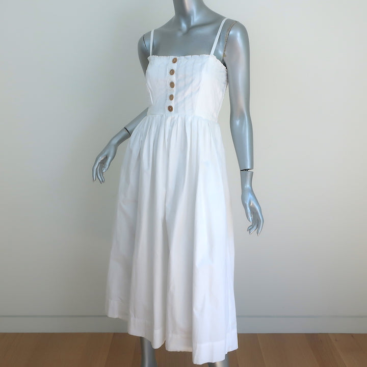 Free People Midi Dress Lilah White Pleated Cotton Size Extra Small
