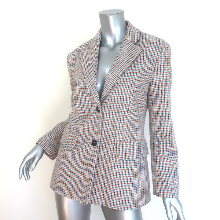 Maje Houndstooth Blazer Cream/Multicolor Cotton-Blend Size 36 Two-Button Jacket