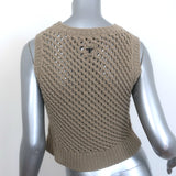 Christian Dior Cashmere Open Knit Top Brown Size US 4 Sleeveless Sweater