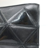 Chanel 2003 CC Chain Strap Flat Bag Black Triangle Quilted Patent & Leather