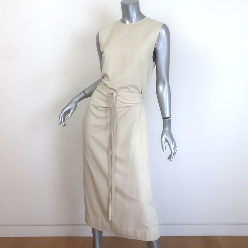 TOTEME Fluid Tie-Waist Maxi Dress Ecru Linen-Blend Size 38