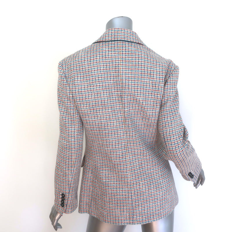 Maje Houndstooth Blazer Cream/Multicolor Cotton-Blend Size 36 Two-Button Jacket