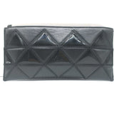 Chanel 2003 CC Chain Strap Flat Bag Black Triangle Quilted Patent & Leather