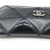 Chanel 2003 CC Chain Strap Flat Bag Black Triangle Quilted Patent & Leather