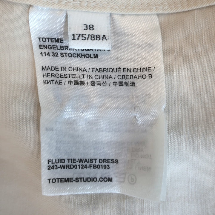 TOTEME Fluid Tie-Waist Maxi Dress Ecru Linen-Blend Size 38