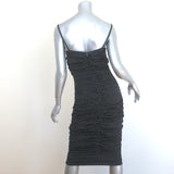 Dolce & Gabbana Polka Dot Ruched Midi Dress Black/White Charmeuse Size 42 NEW