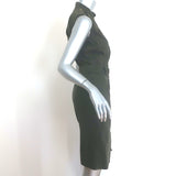 Givenchy Belted Snap-Front Sleeveless Dress Olive Cotton Twill Size 38