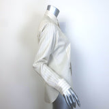 Christian Dior Striped-Bib Button Down Blouse Ivory Silk Size US 4