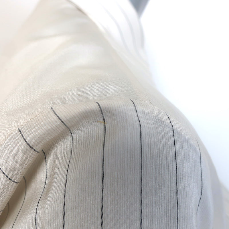 Christian Dior Striped-Bib Button Down Blouse Ivory Silk Size US 4