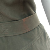 Givenchy Belted Snap-Front Sleeveless Dress Olive Cotton Twill Size 38