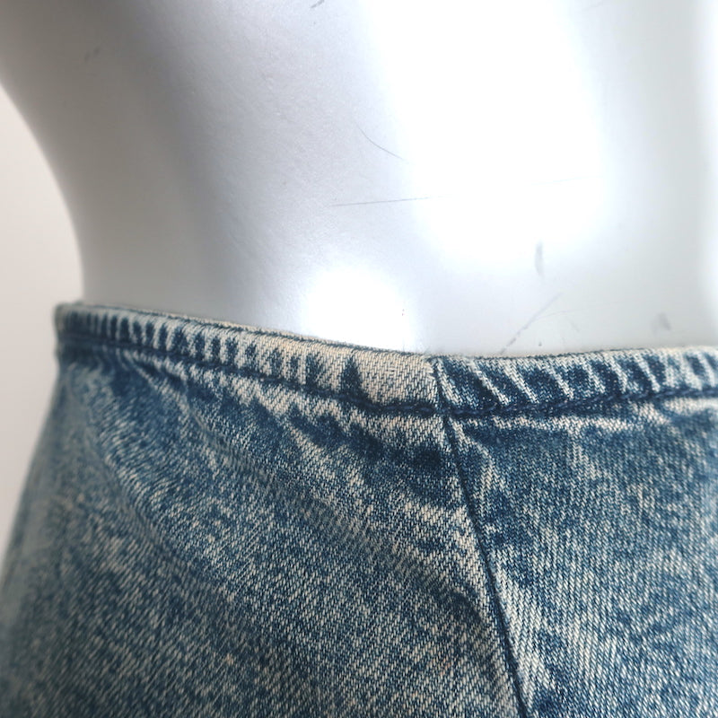 MOTHER The Ruffle Mini Skirt Threading the Needle Acid Wash Denim Size 30