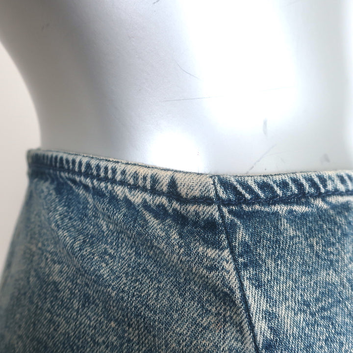 MOTHER The Ruffle Mini Skirt Threading the Needle Acid Wash Denim Size 30