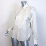 Christian Dior Striped-Bib Button Down Blouse Ivory Silk Size US 4