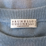 Brunello Cucinelli Cashmere Monili-Trim Sleeveless Sweater Blue Size Small