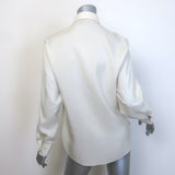 Christian Dior Striped-Bib Button Down Blouse Ivory Silk Size US 4