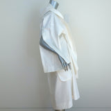 Moon Young Hee Tie-Front Hooded Coat White Draped Cotton Size 38