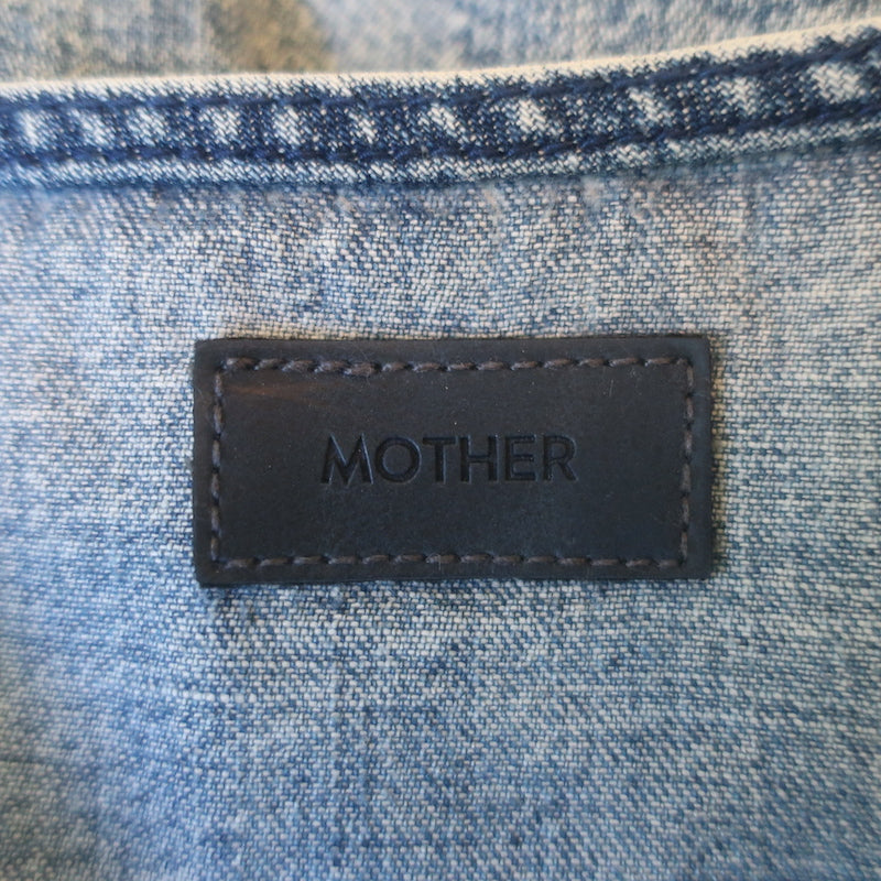 MOTHER The Ruffle Mini Skirt Threading the Needle Acid Wash Denim Size 30
