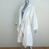 Moon Young Hee Tie-Front Hooded Coat White Draped Cotton Size 38