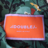 La DoubleJ Shorty Long Sleeve Mini Dress Green Floral Print Silk Size Small