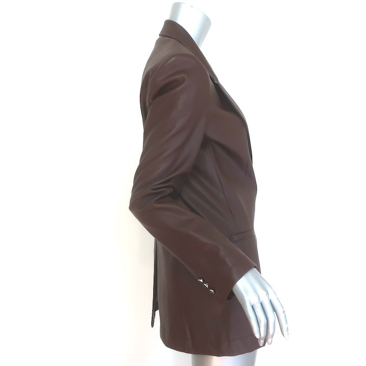 Staud Madden Vegan Leather Blazer Dark Brown Size Small One-Button Jacket