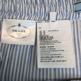 Prada Logo-Embroidered Striped Shirt & Pleated Skirt Set Blue/White Size 44