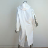 Moon Young Hee Tie-Front Hooded Coat White Draped Cotton Size 38