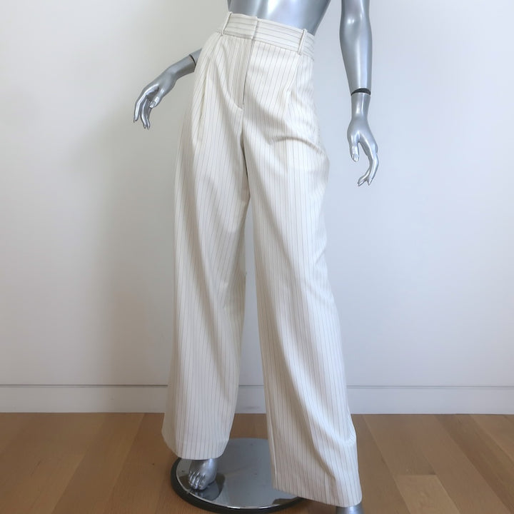 Veronica Beard Heyser Pinstripe Pants Ecru Stretch Suiting Size 6 NEW