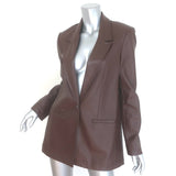 Staud Madden Vegan Leather Blazer Dark Brown Size Small One-Button Jacket