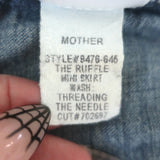 MOTHER The Ruffle Mini Skirt Threading the Needle Acid Wash Denim Size 30