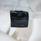 Moon Young Hee Tie-Front Hooded Coat White Draped Cotton Size 38