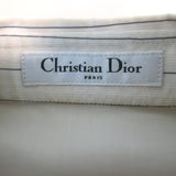 Christian Dior Striped-Bib Button Down Blouse Ivory Silk Size US 4