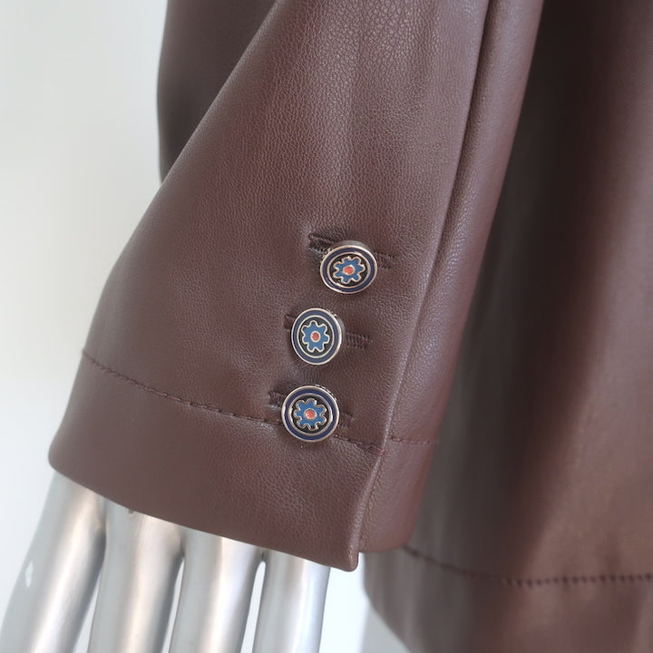 Staud Madden Vegan Leather Blazer Dark Brown Size Small One-Button Jacket