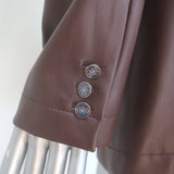 Staud Madden Vegan Leather Blazer Dark Brown Size Small One-Button Jacket