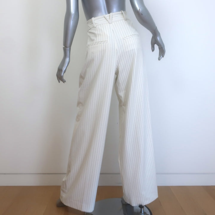 Veronica Beard Heyser Pinstripe Pants Ecru Stretch Suiting Size 6 NEW