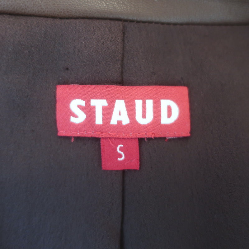 Staud Madden Vegan Leather Blazer Dark Brown Size Small One-Button Jacket