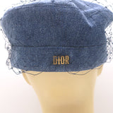 Christian Dior Arty Veil Denim Cap Blue Cotton Size 57