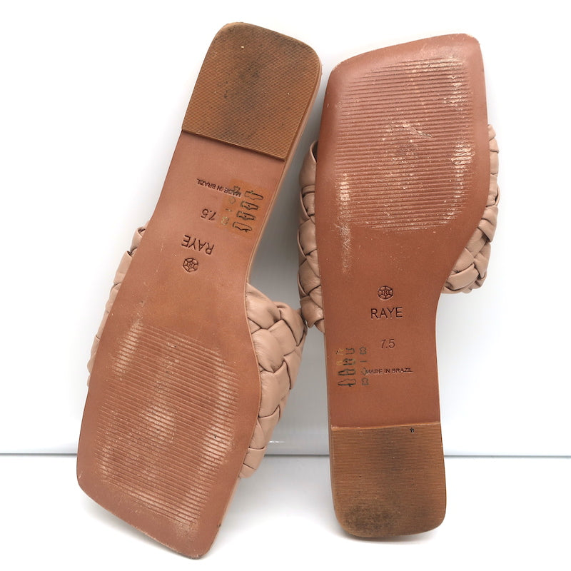 RAYE Slide Sandals Ever Nude Woven Leather Size 7.5